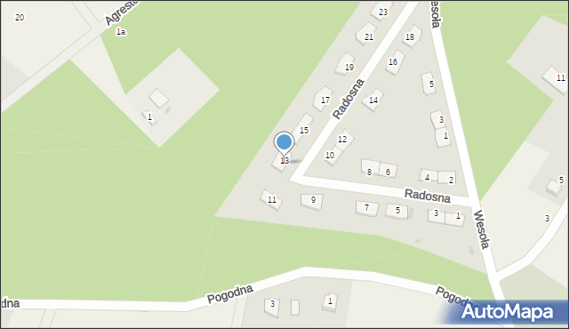 Osiek nad Wisłą, Radosna, 13, mapa Osiek nad Wisłą