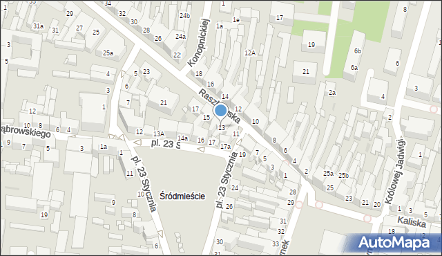 Ostrów Wielkopolski, Raszkowska, 13, mapa Ostrów Wielkopolski