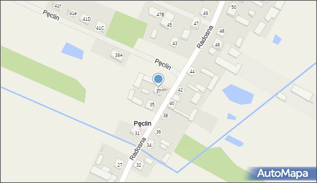 Pęclin, Radosna, 37, mapa Pęclin