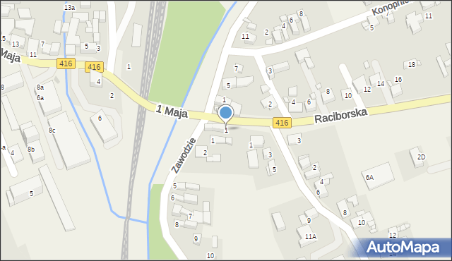 Pietrowice Wielkie, Raciborska, 1, mapa Pietrowice Wielkie