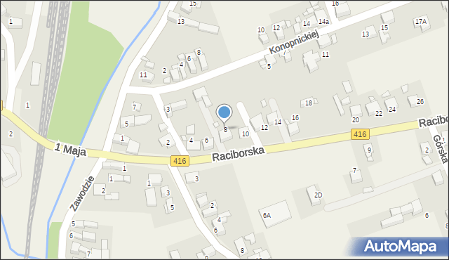 Pietrowice Wielkie, Raciborska, 8, mapa Pietrowice Wielkie