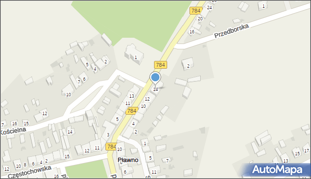 Pławno, Radomszczańska, 14, mapa Pławno