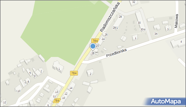 Pławno, Radomszczańska, 16, mapa Pławno