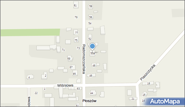 Płoszów, Radomszczańska, 50a, mapa Płoszów