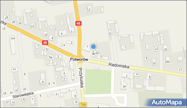 Potworów, Radomska, 3a, mapa Potworów