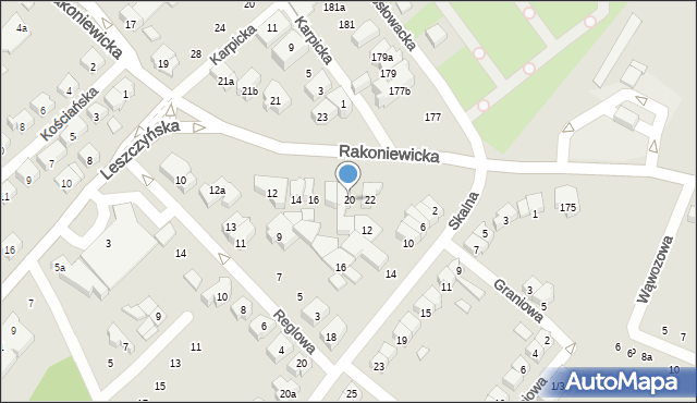 Poznań, Rakoniewicka, 20, mapa Poznania