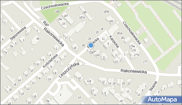 Poznań, Rakoniewicka, 21a, mapa Poznania