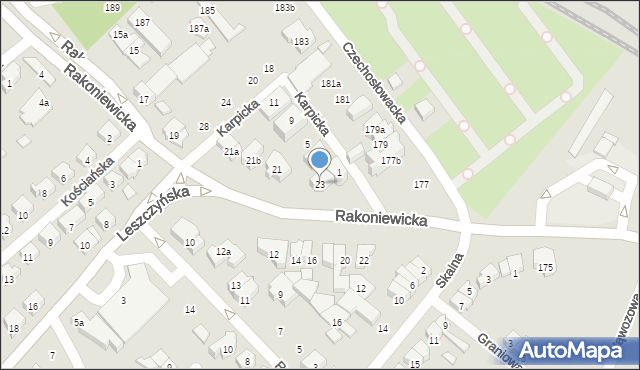 Poznań, Rakoniewicka, 23, mapa Poznania