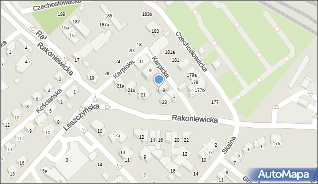 Poznań, Rakoniewicka, 23a, mapa Poznania