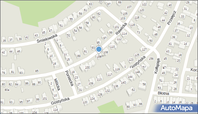 Poznań, Rawicka, 106, mapa Poznania