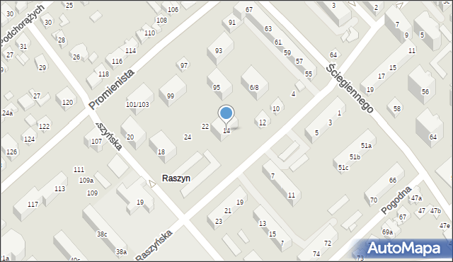 Poznań, Raszyńska, 14, mapa Poznania