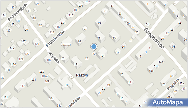 Poznań, Raszyńska, 22, mapa Poznania