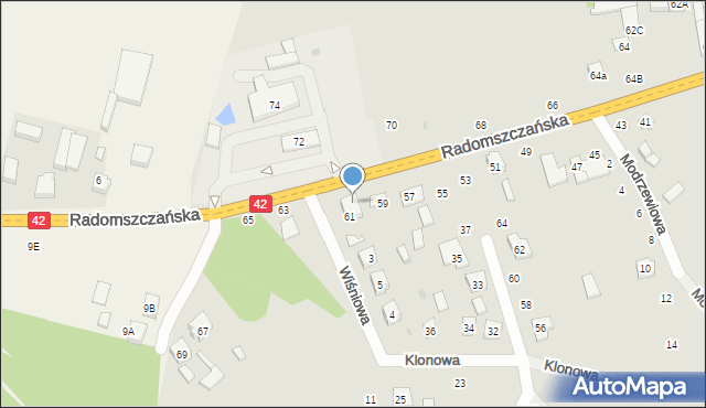 Przedbórz, Radomszczańska, 61A, mapa Przedbórz