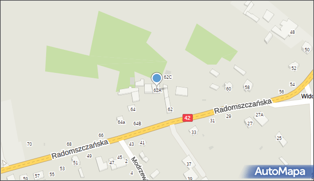 Przedbórz, Radomszczańska, 62A, mapa Przedbórz