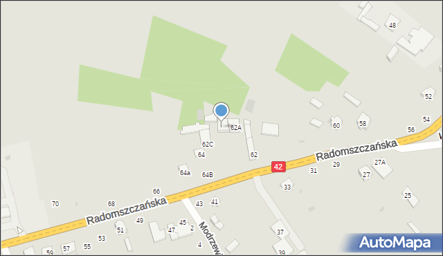 Przedbórz, Radomszczańska, 62b, mapa Przedbórz