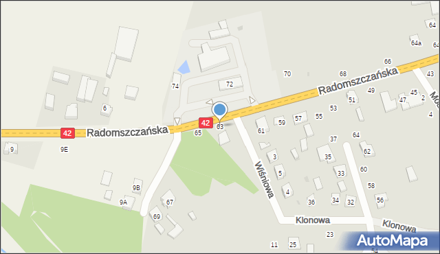 Przedbórz, Radomszczańska, 63, mapa Przedbórz