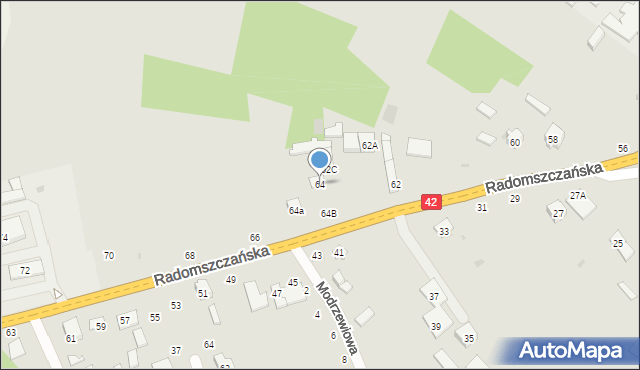 Przedbórz, Radomszczańska, 64, mapa Przedbórz