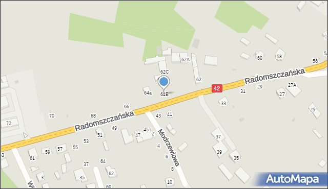 Przedbórz, Radomszczańska, 64B, mapa Przedbórz