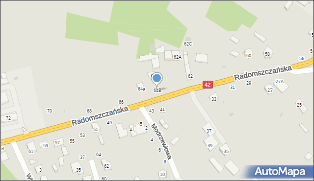 Przedbórz, Radomszczańska, 64B, mapa Przedbórz