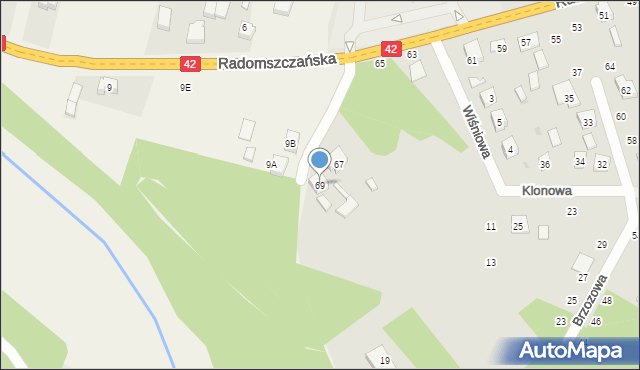 Przedbórz, Radomszczańska, 69, mapa Przedbórz