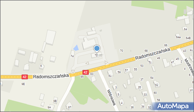 Przedbórz, Radomszczańska, 72/74, mapa Przedbórz