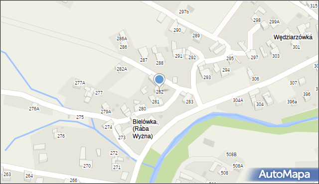 Raba Wyżna, Raba Wyżna, 282, mapa Raba Wyżna