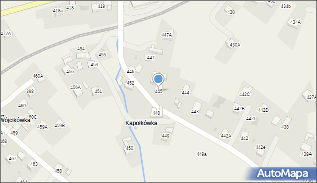 Raba Wyżna, Raba Wyżna, 445, mapa Raba Wyżna