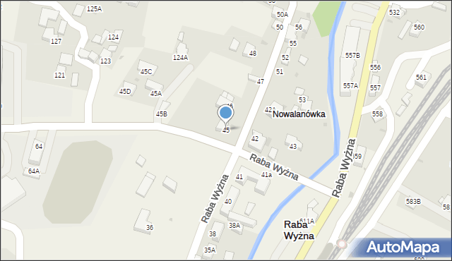 Raba Wyżna, Raba Wyżna, 45, mapa Raba Wyżna
