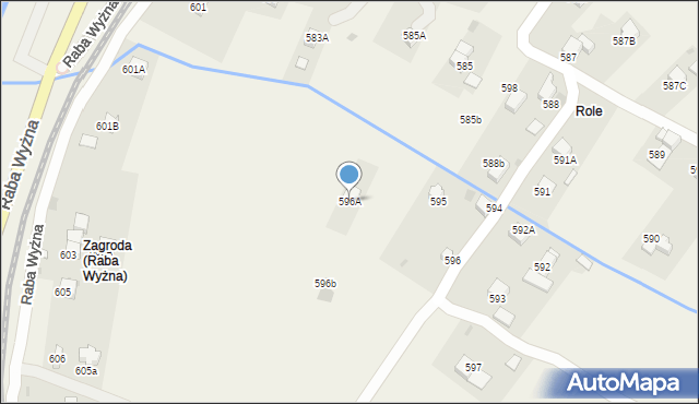 Raba Wyżna, Raba Wyżna, 596A, mapa Raba Wyżna