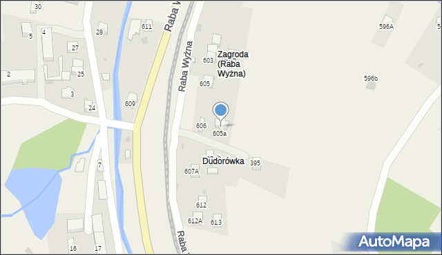 Raba Wyżna, Raba Wyżna, 606A, mapa Raba Wyżna