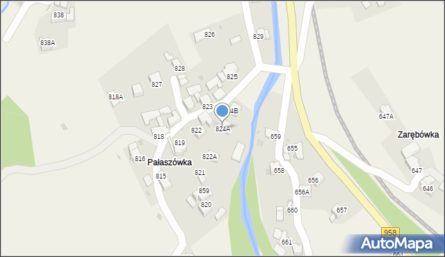 Raba Wyżna, Raba Wyżna, 824A, mapa Raba Wyżna