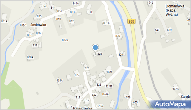 Raba Wyżna, Raba Wyżna, 826A, mapa Raba Wyżna