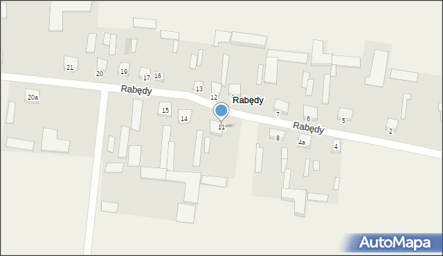 Rabędy, Rabędy, 11, mapa Rabędy