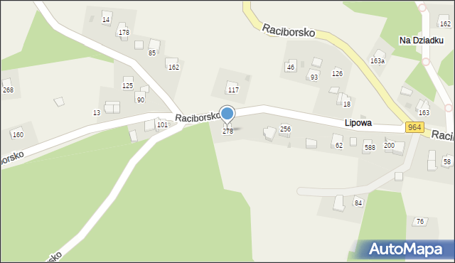 Raciborsko, Raciborsko, 278, mapa Raciborsko