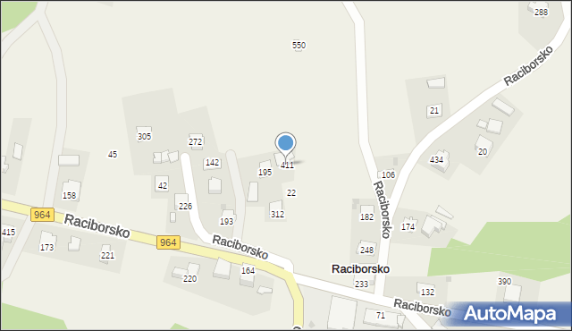 Raciborsko, Raciborsko, 411, mapa Raciborsko