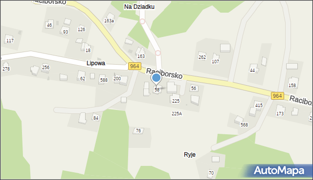 Raciborsko, Raciborsko, 58, mapa Raciborsko
