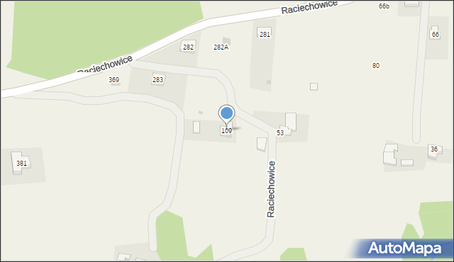 Raciechowice, Raciechowice, 109, mapa Raciechowice