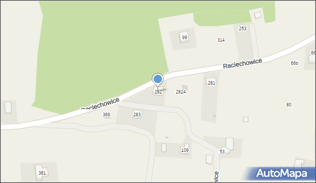 Raciechowice, Raciechowice, 282, mapa Raciechowice