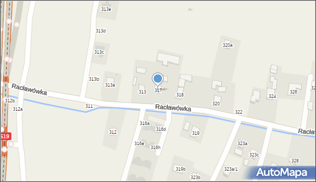 Racławówka, Racławówka, 317, mapa Racławówka