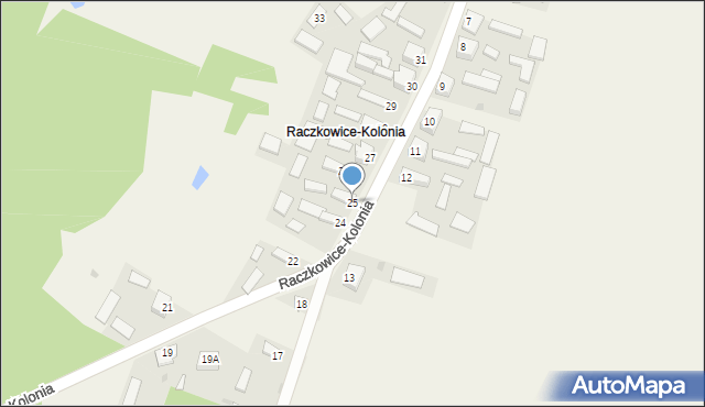 Raczkowice-Kolonia, Raczkowice-Kolonia, 25, mapa Raczkowice-Kolonia