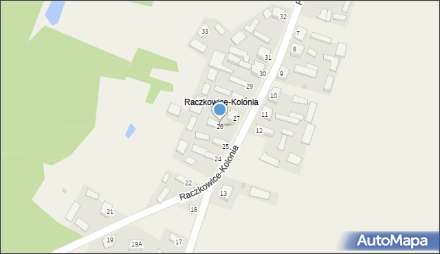 Raczkowice-Kolonia, Raczkowice-Kolonia, 26, mapa Raczkowice-Kolonia