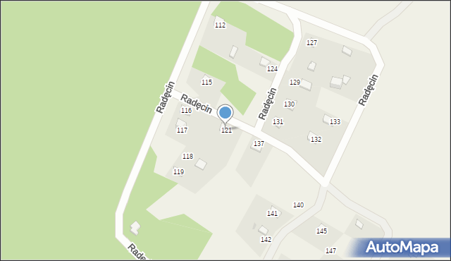 Radęcin, Radęcin, 121, mapa Radęcin