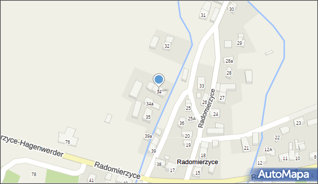 Radomierzyce, Radomierzyce, 34, mapa Radomierzyce