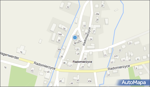 Radomierzyce, Radomierzyce, 36, mapa Radomierzyce