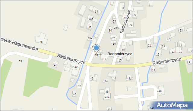 Radomierzyce, Radomierzyce, 38, mapa Radomierzyce