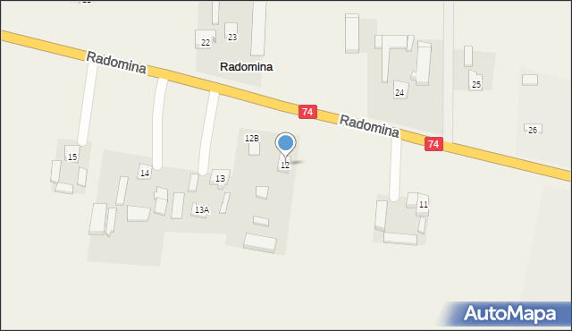 Radomina, Radomina, 12, mapa Radomina