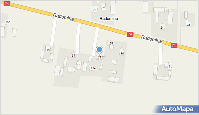 Radomina, Radomina, 13, mapa Radomina