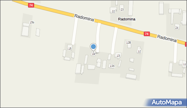 Radomina, Radomina, 14, mapa Radomina