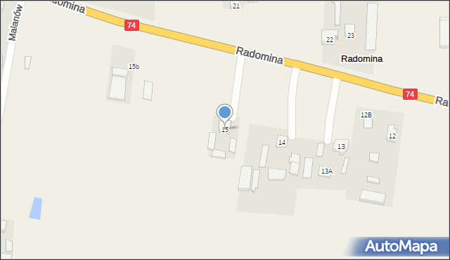 Radomina, Radomina, 15, mapa Radomina