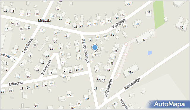 Radomsko, Raciborskiego, 5, mapa Radomsko